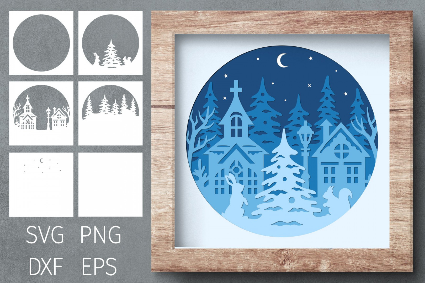 Christmas shadow box, d layered papercut Christmas