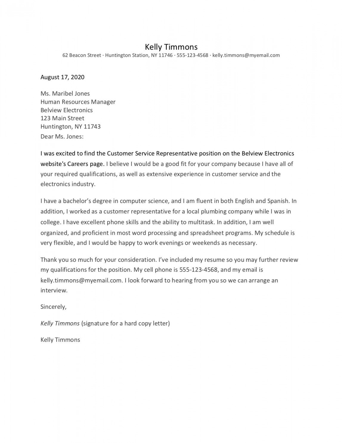 Cover Letter Layout Example and Formatting Tips