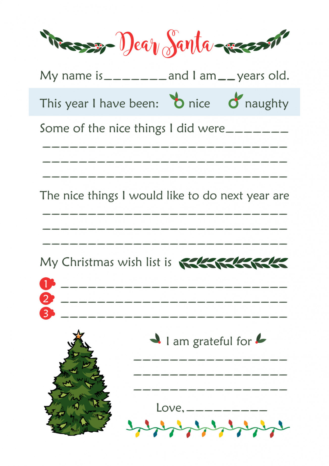 Cute Printable Santa Wish List Letter - Thrifty Mommas Tips