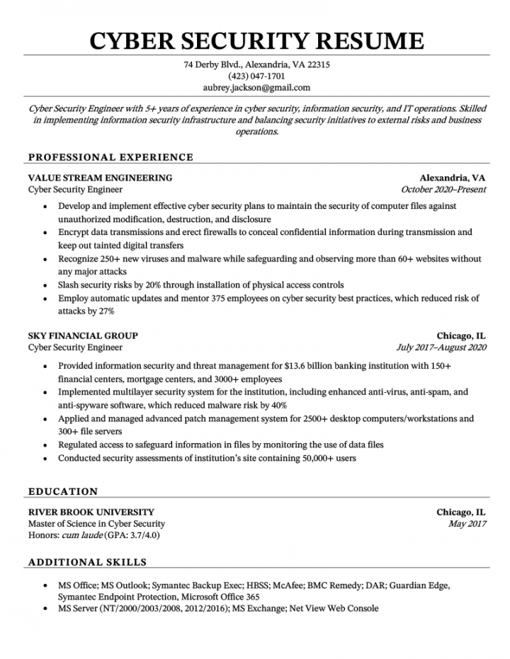 Cyber Security Resume (Example & Writing Tips)