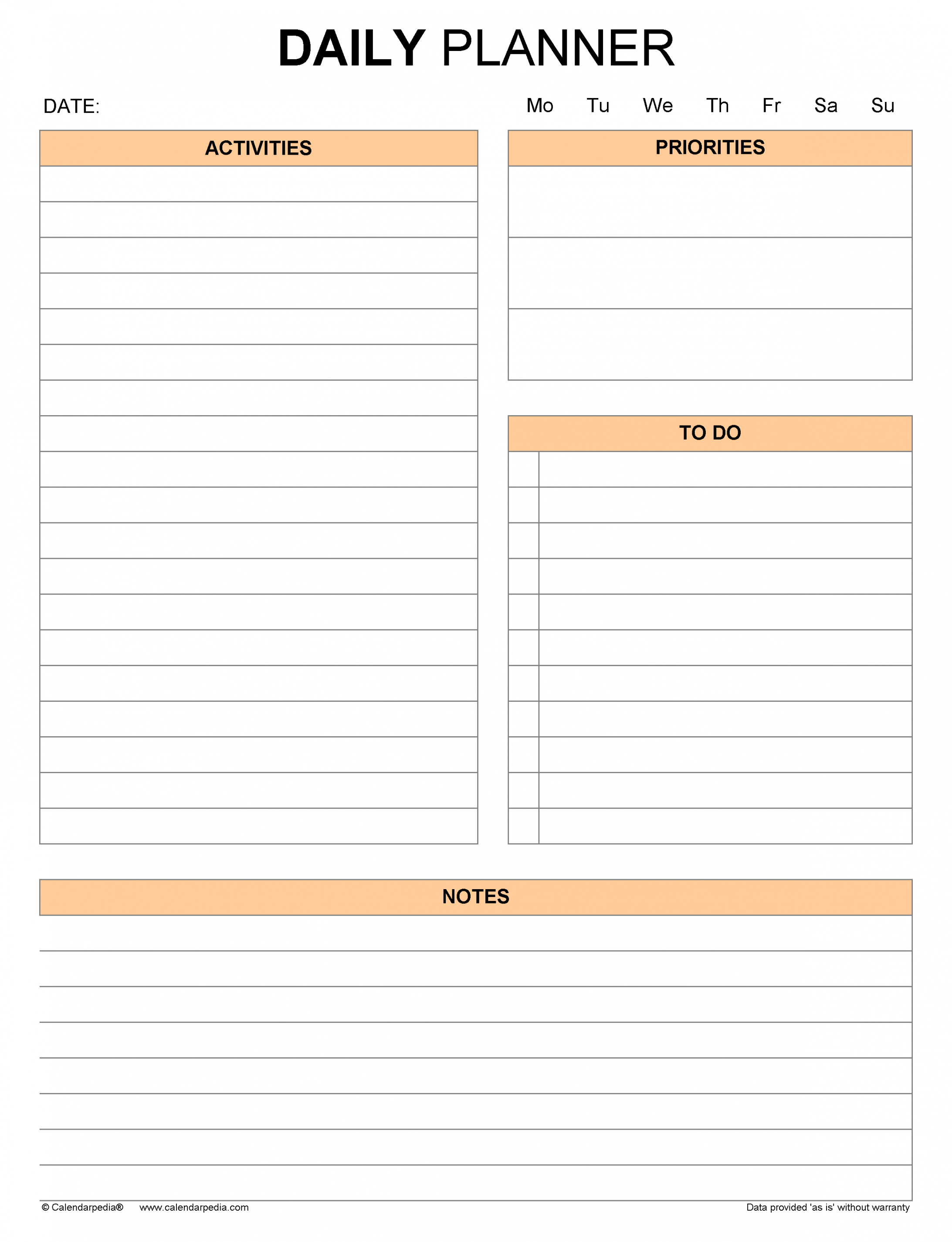 Daily Planners in Microsoft Word Format - + Templates