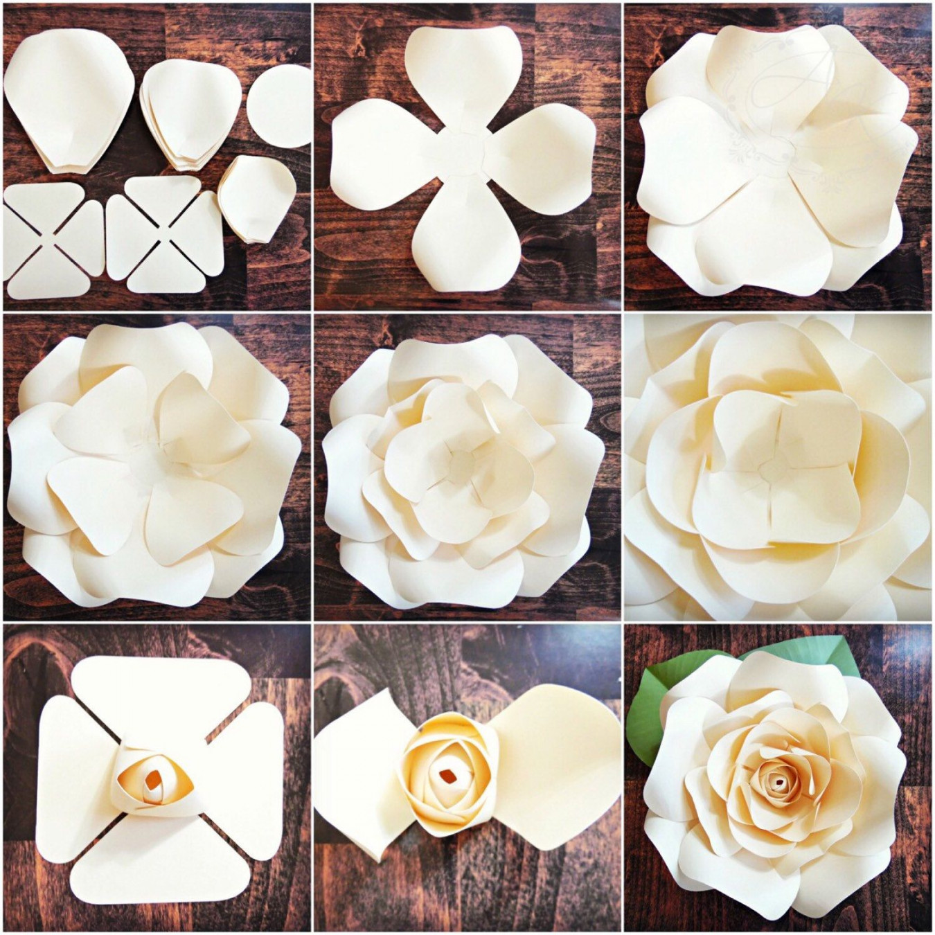 DIY Giant Paper Rose Pattern Templates and Tutorials Garden - Etsy