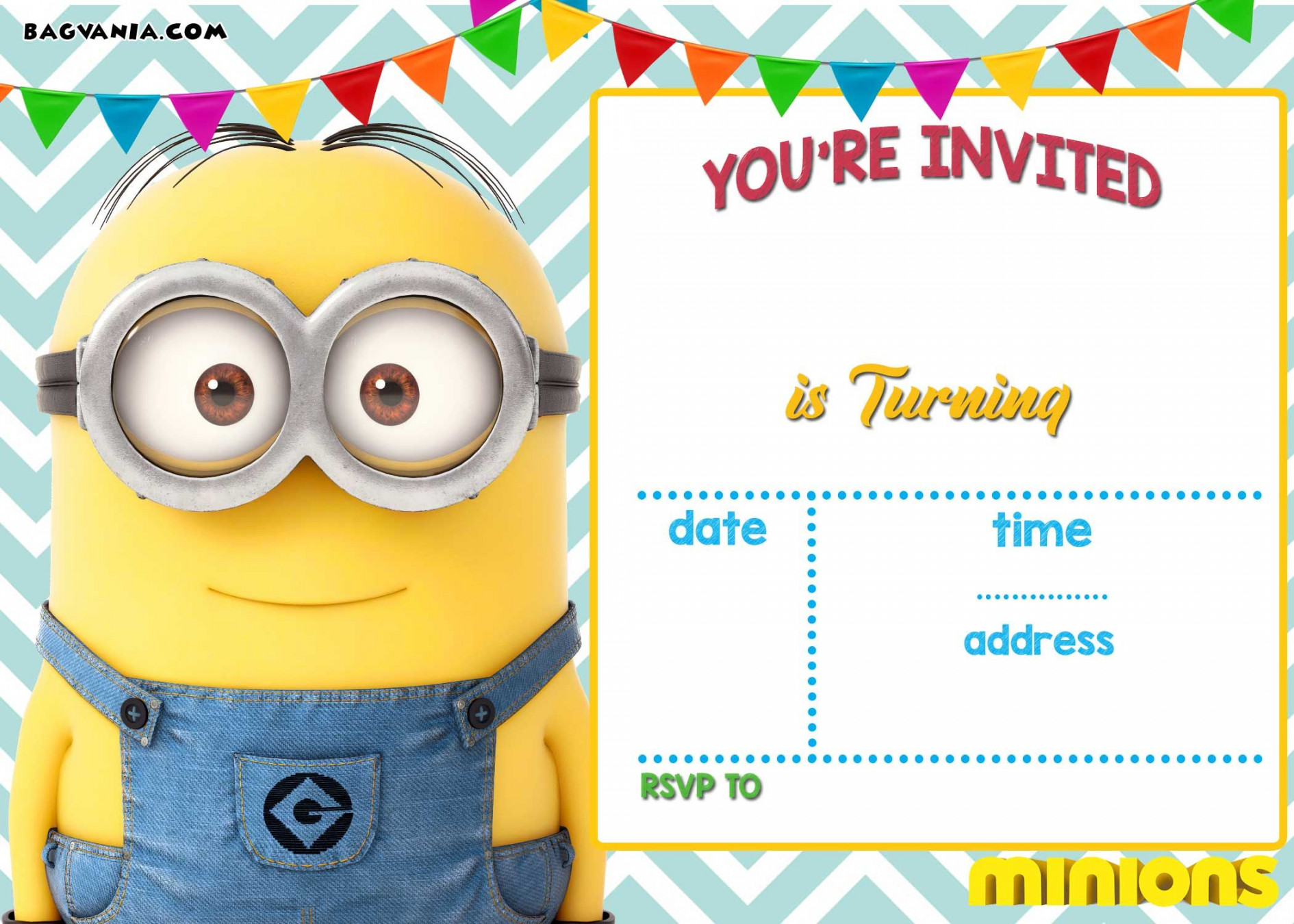 Download Now FREE Printable Minion Birthday Invitation Templates