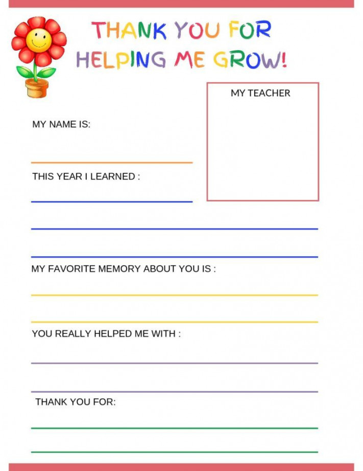 Download this free pdf - Thank You Letter To Teacher from Student