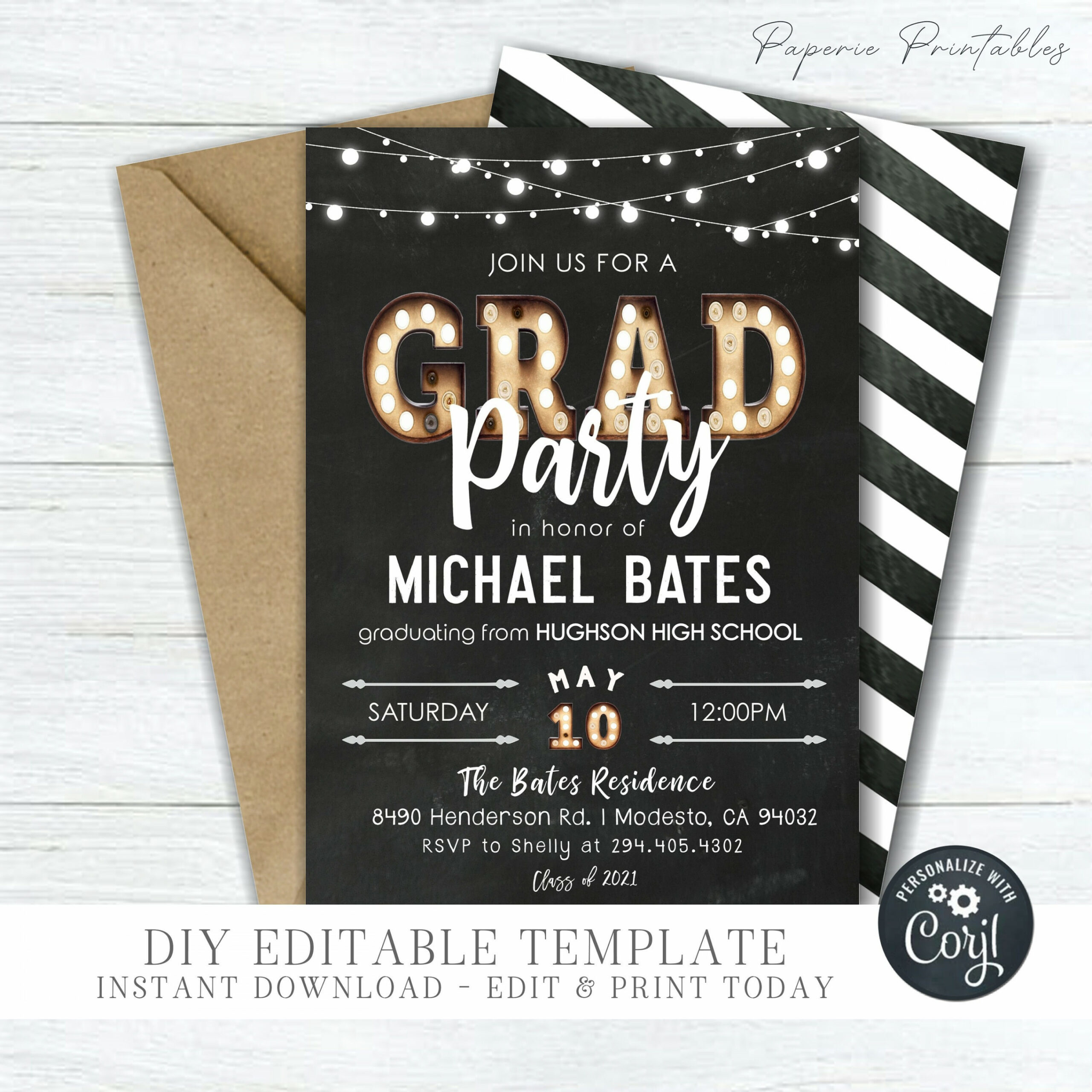 EDITABLE Grad Party Invitation Graduation Party Template - Etsy