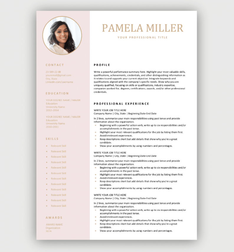 Editable Resume Template  Free Download  Word, Pages, PDF