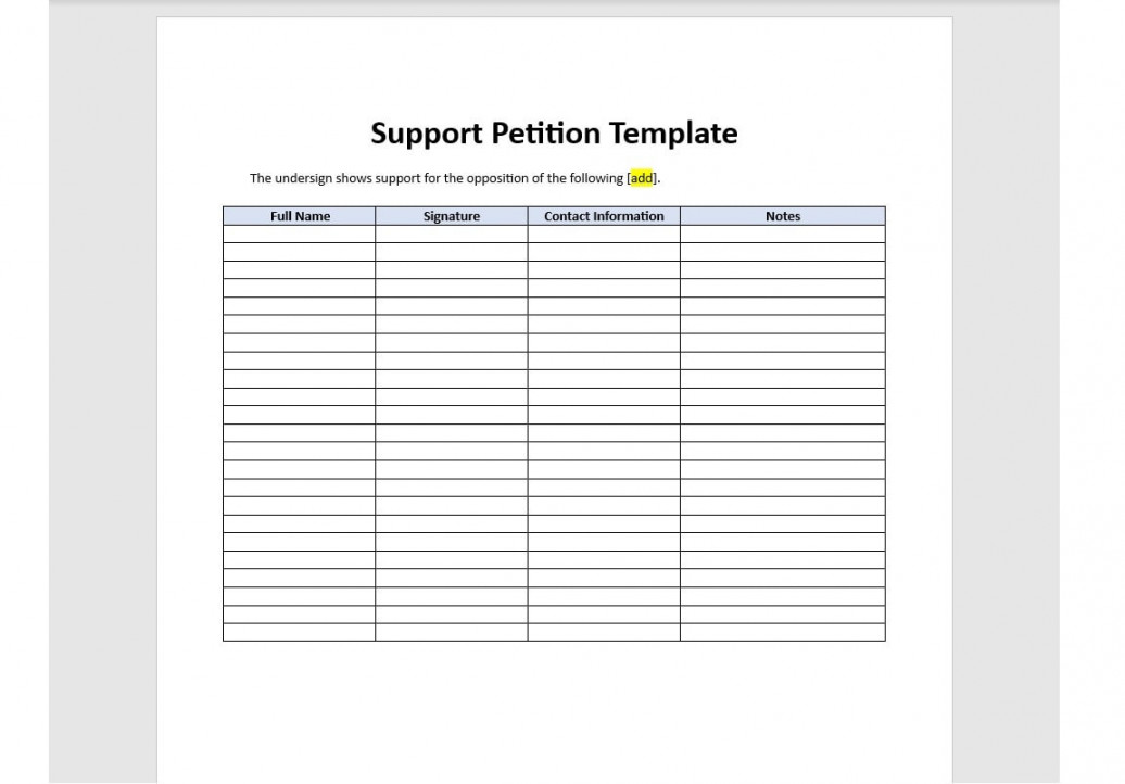 Editable Support Petition Support Petition Template Petition - Etsy