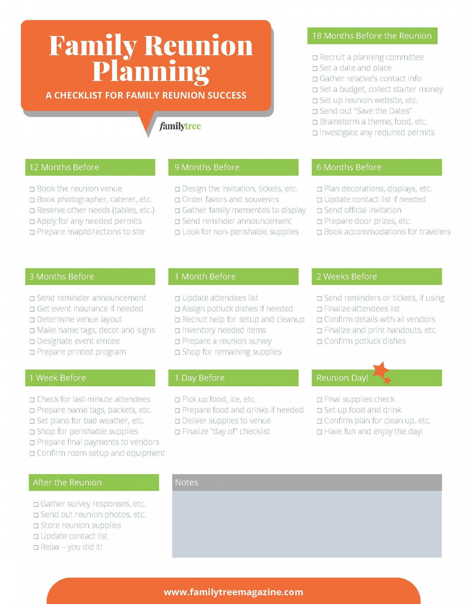 Family Reunion Planning Checklist Free Download  Family reunion