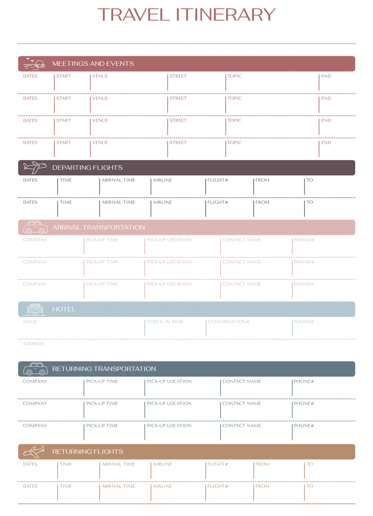 Flight Itinerary Free Google Docs Template - gdoc