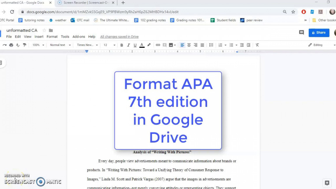 Format APA th edition in Google Drive