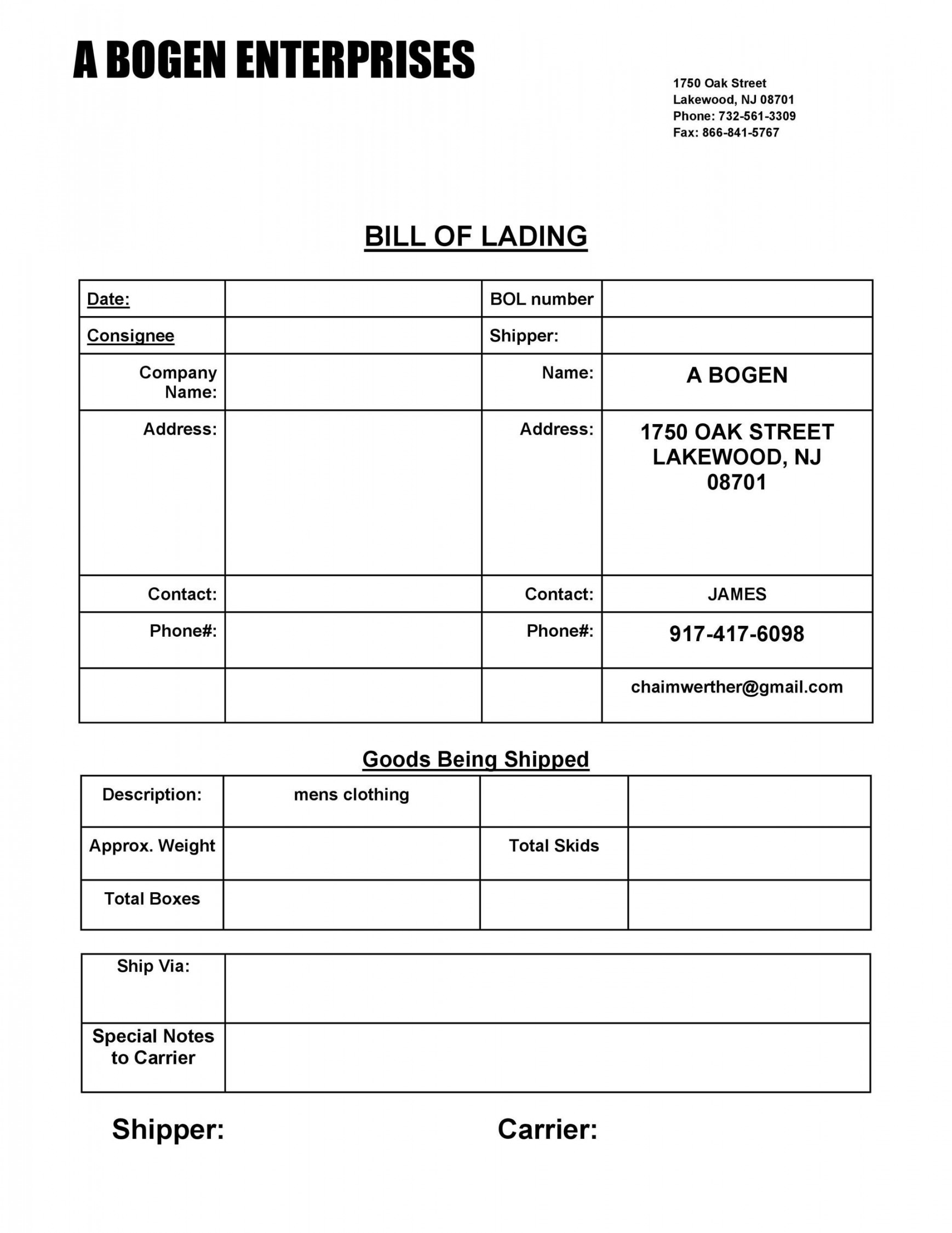 Free Bill of Lading Forms & Templates ᐅ TemplateLab