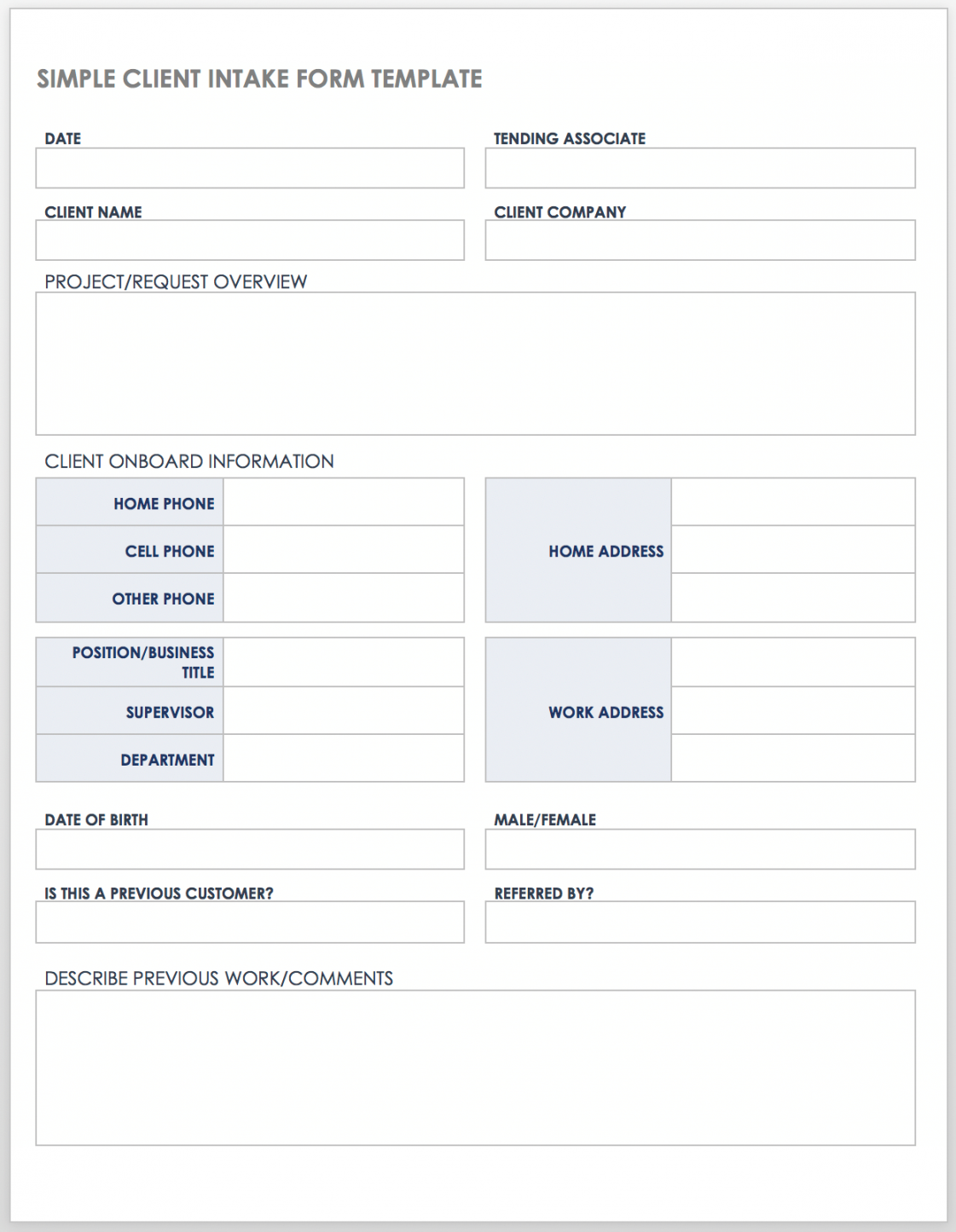 Free Client Intake Templates and Forms  Smartsheet