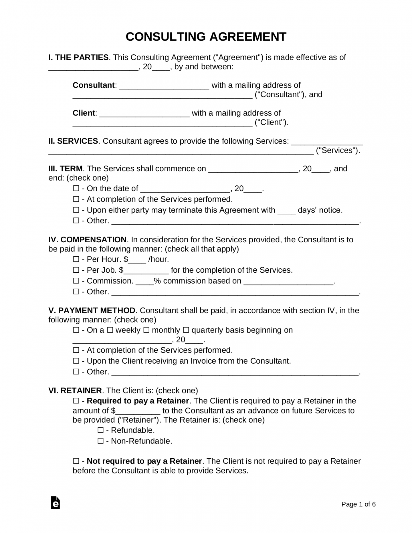 Free Consulting Agreement Template (with Retainer) - PDF  Word