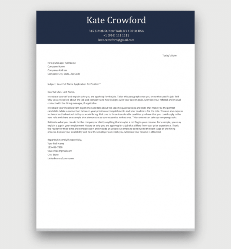 Free Cover Letter Templates for Word - Download Instantly