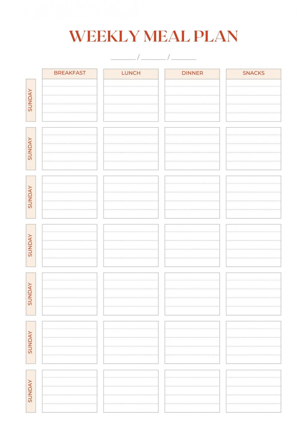 Free, customizable meal planner menu templates  Canva