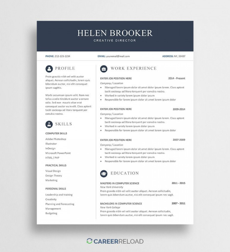 Free CV Template for Word  Free resume template word, Free cv