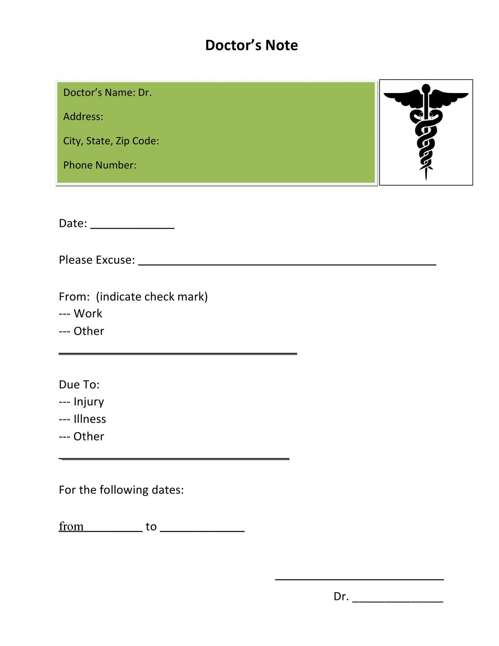 Free Doctor Note Templates [for Work or School]