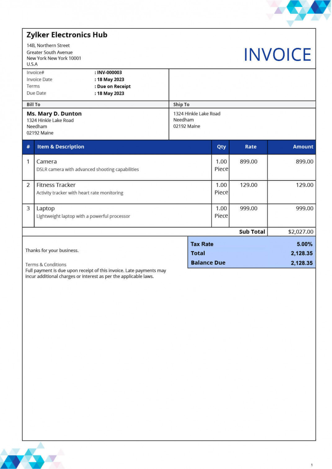 Free Excel Invoice Template  Customizable & Efficient  Zoho Invoice