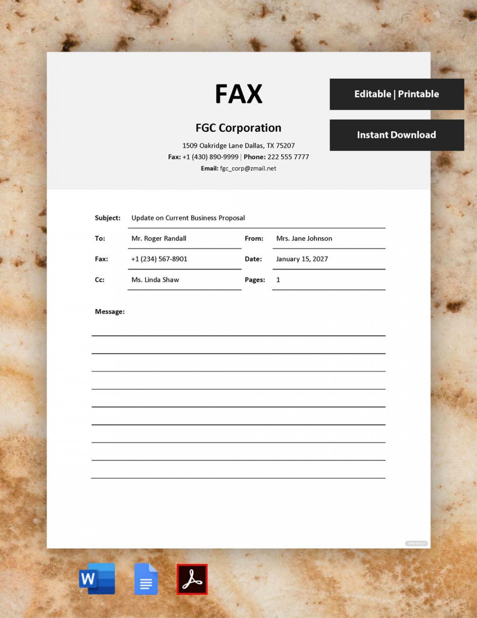 FREE Fax Cover Google Docs - Template Download  Template