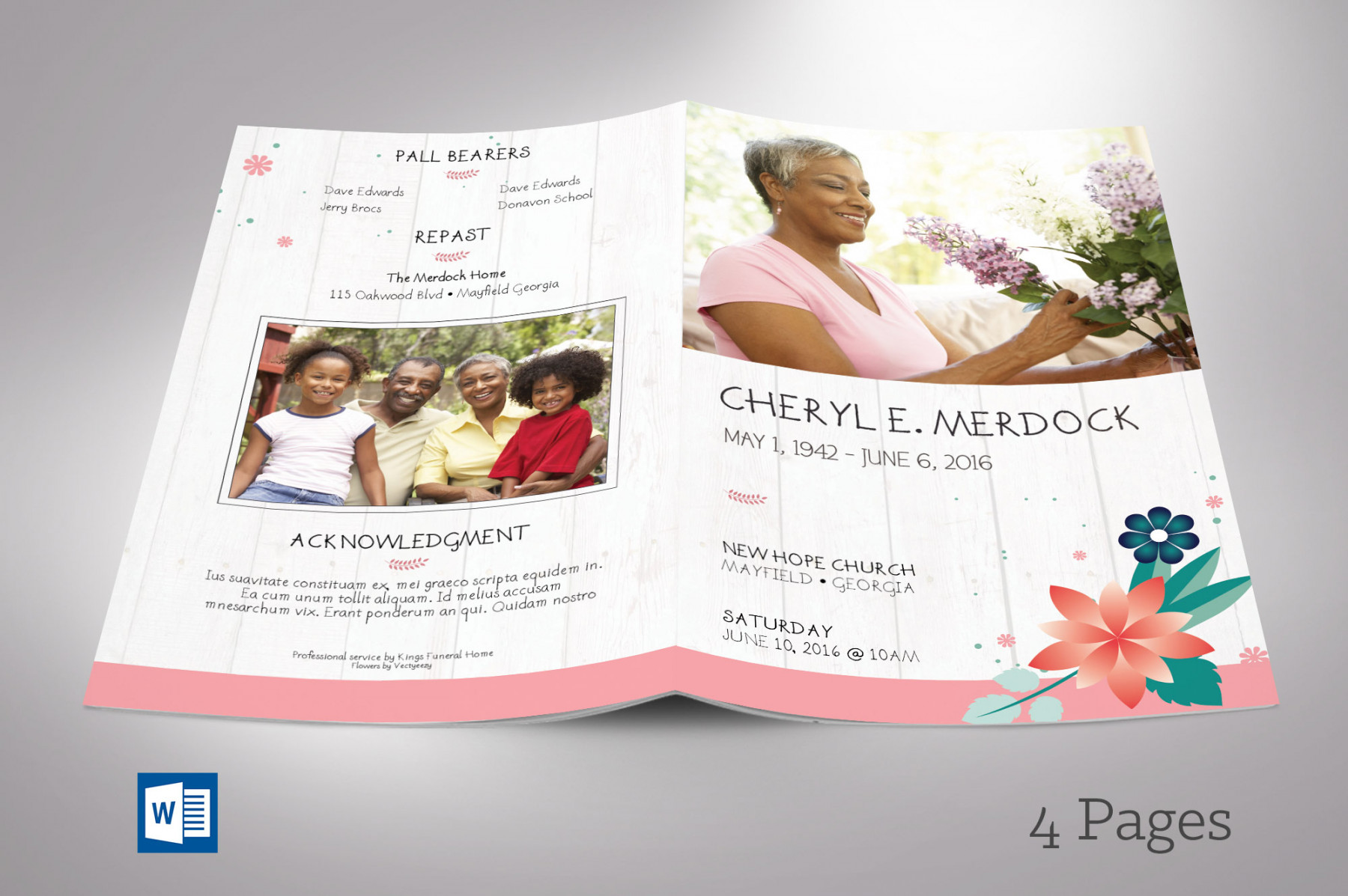 Free Funeral Program Word Template  Godserv Designs