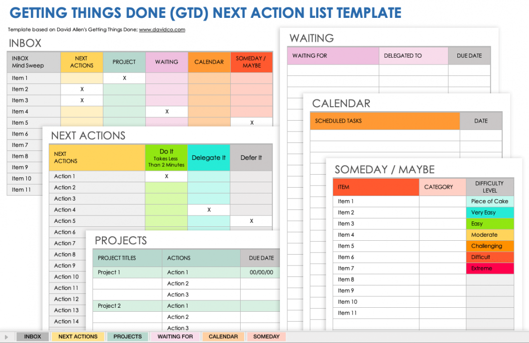 Free Getting Things Done (GTD) Templates  Smartsheet