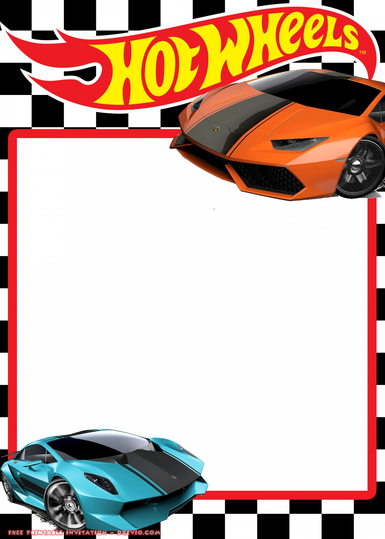 FREE Hot Wheels Lamborghini Invitation Templates  Hot wheels