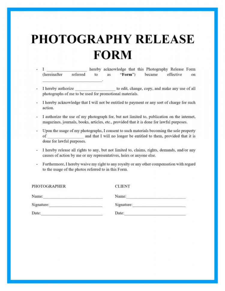 Free Photography Release Form Template