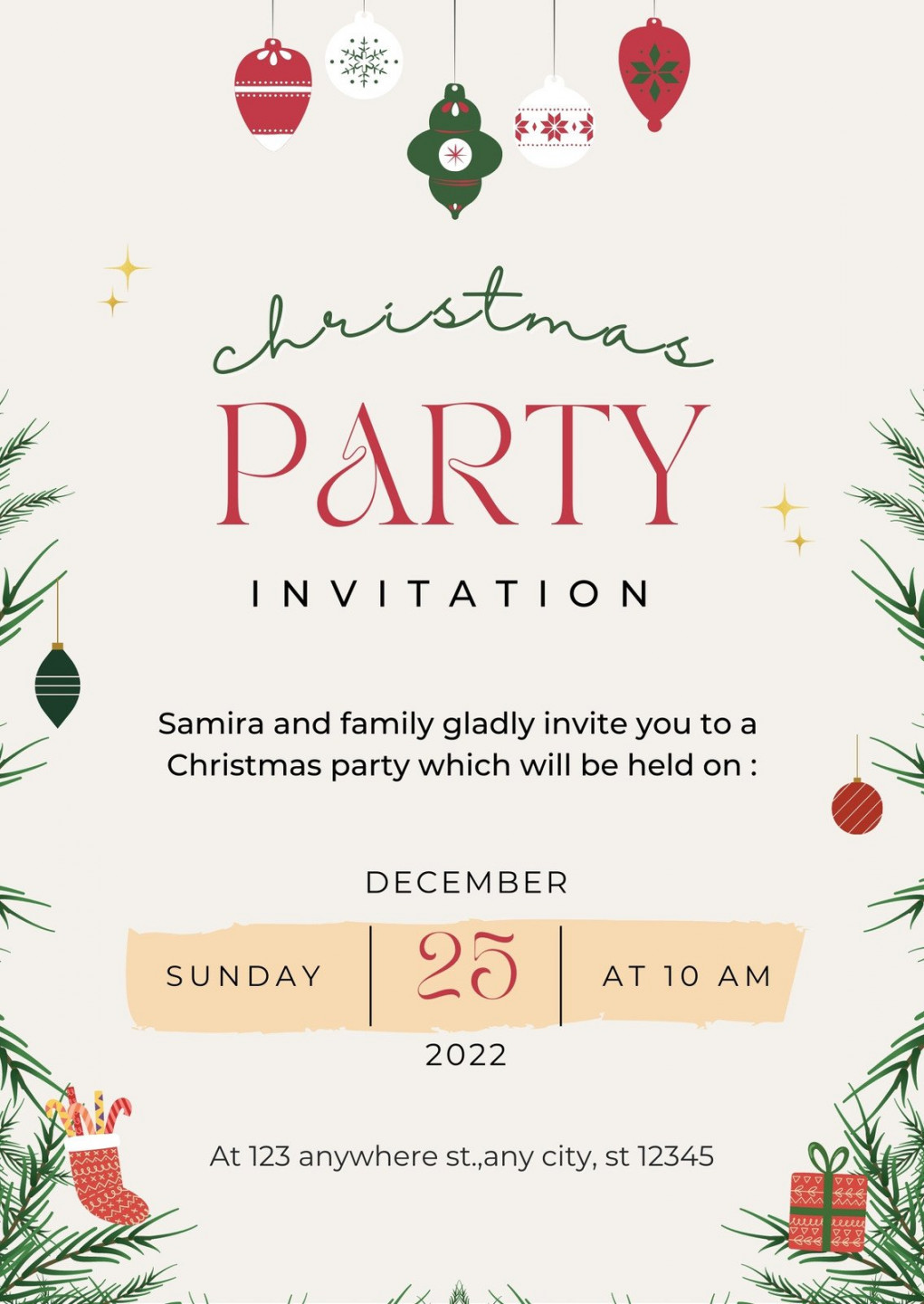 Free, printable, customizable Christmas invitation templates  Canva