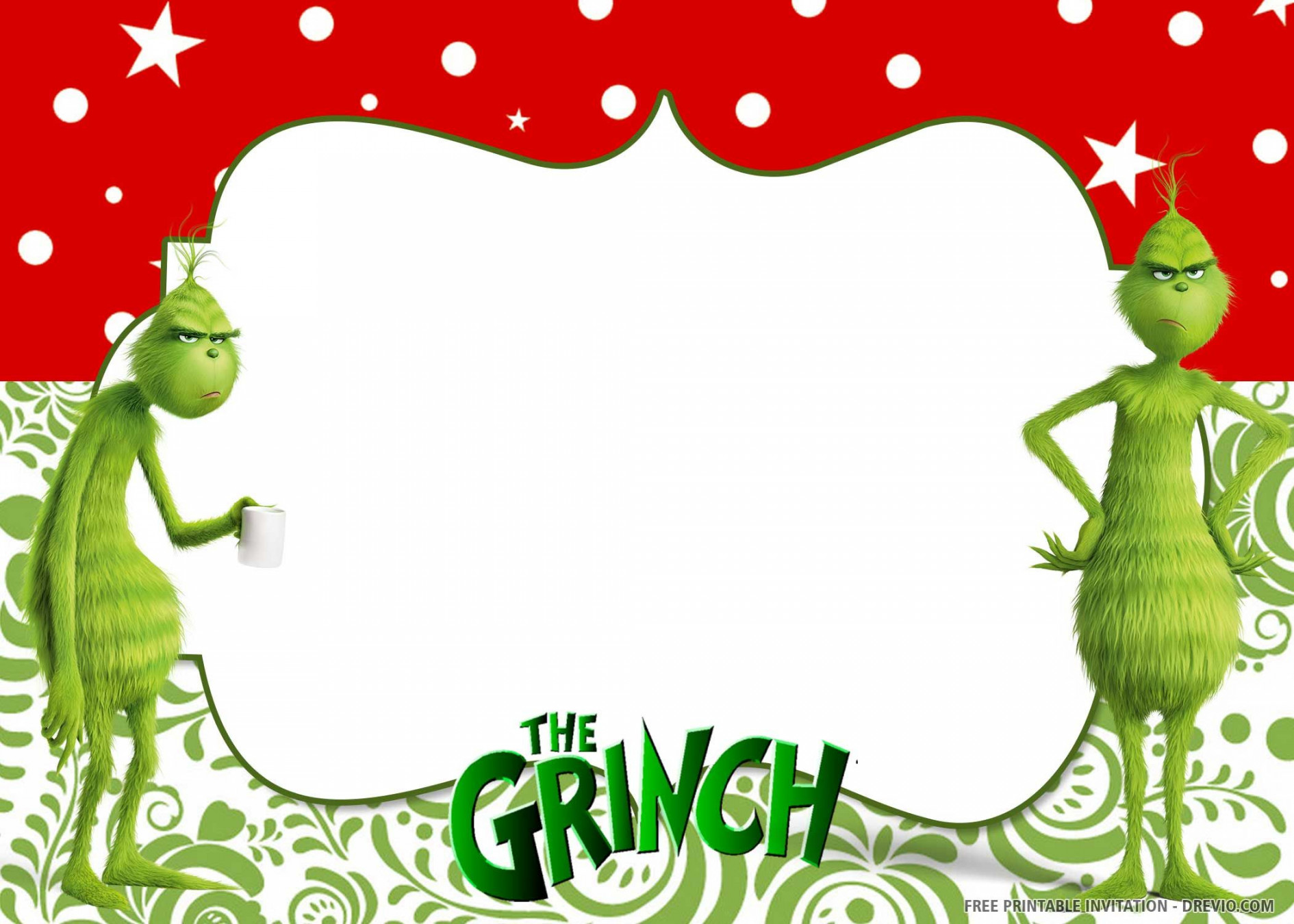 FREE PRINTABLE) – Grinch Birthday Invitation Templates  Printable