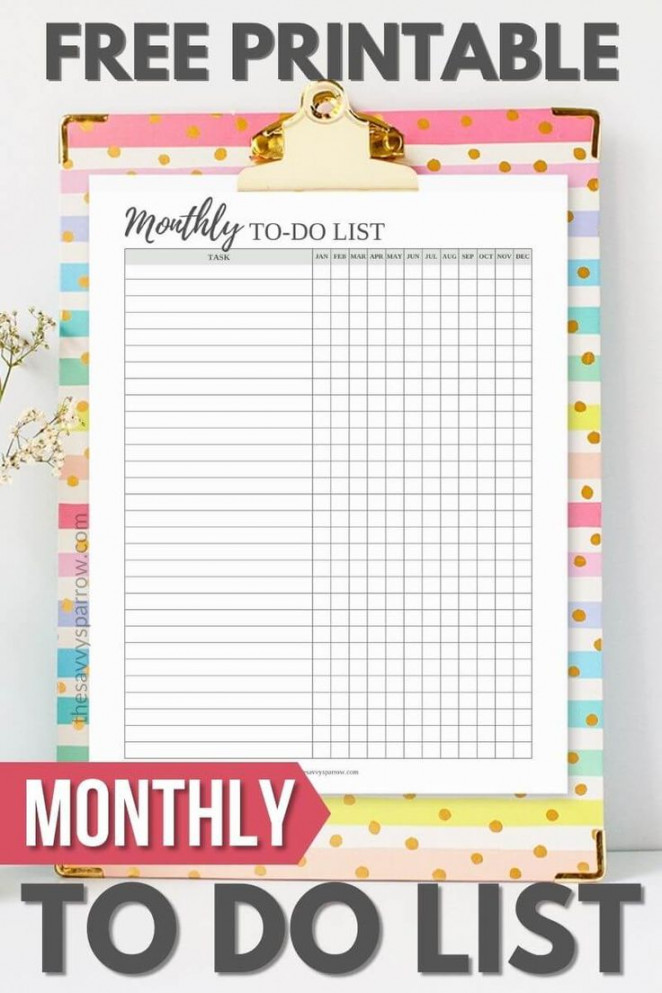 Free Printable Monthly To Do Lists!  To do list, Free to do list