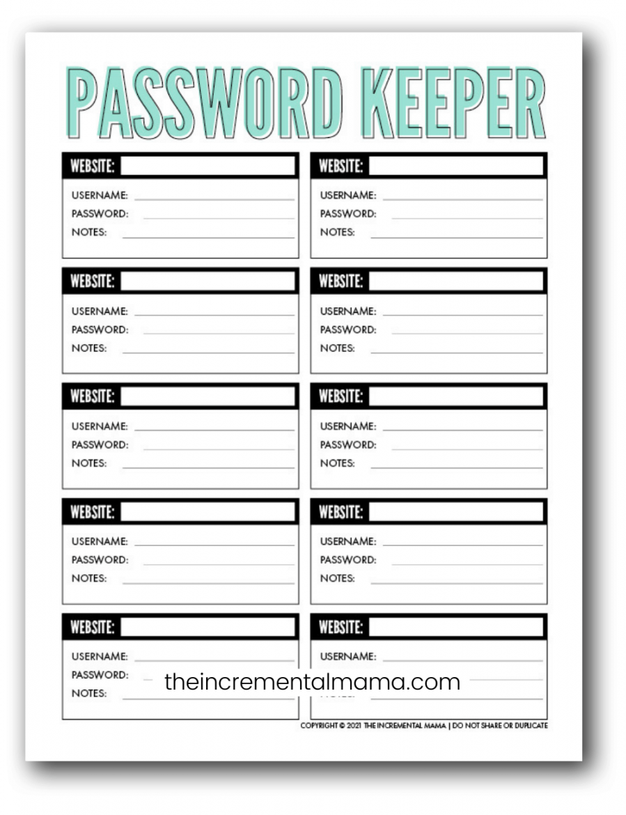 Free Printable Password Keeper Printables to Download Instantly