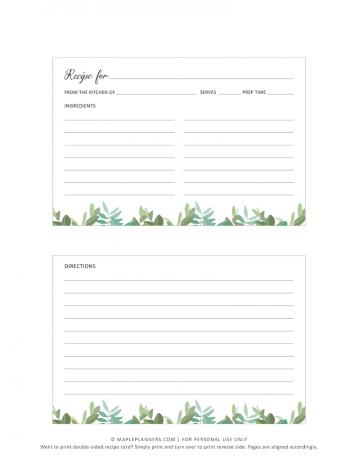 Free Printable Recipe Cards Template - x  Recipe cards template