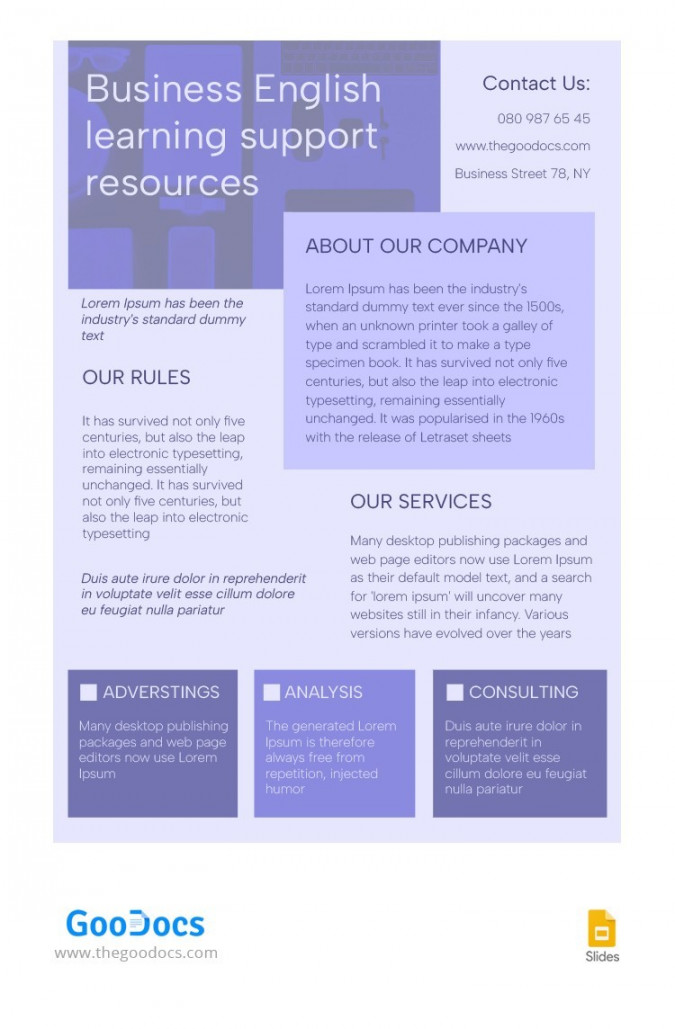 Free Purple Business Handout Template In Google Docs