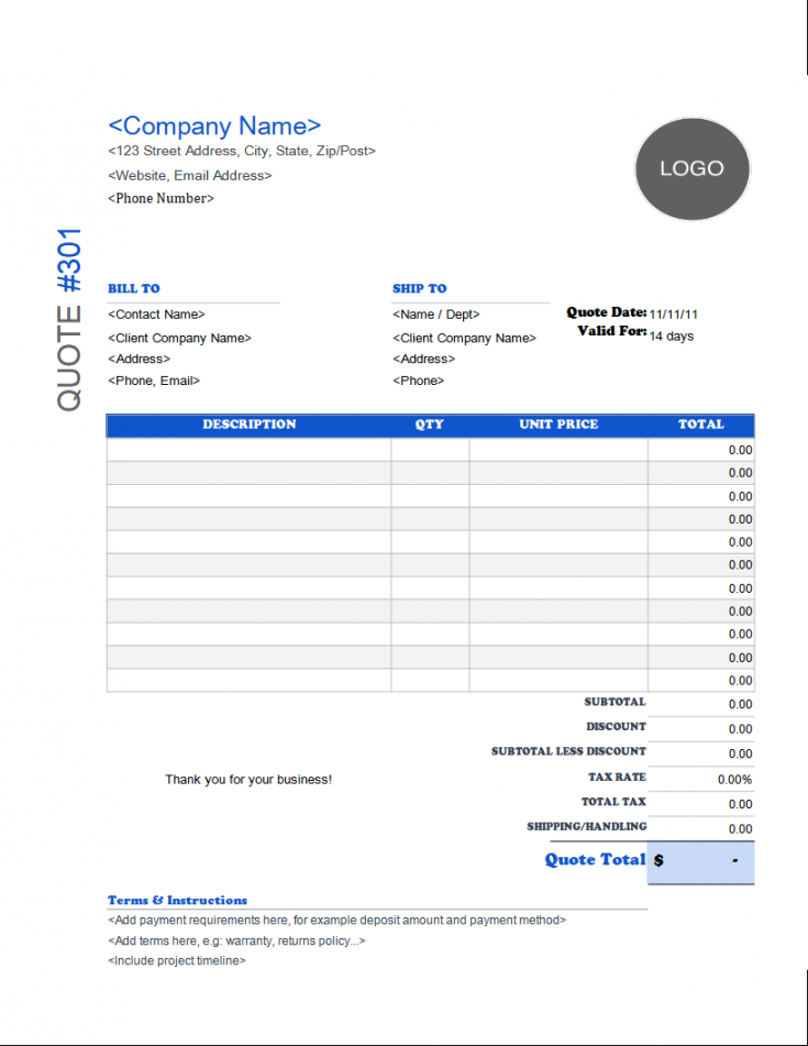 Free Quote Templates - Invoice Simple