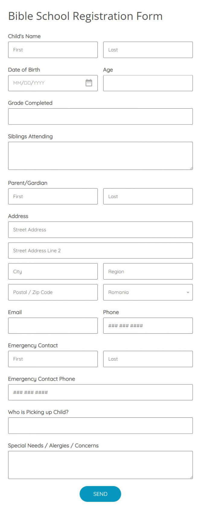 Free School Registration Form Templates  FormBuilder