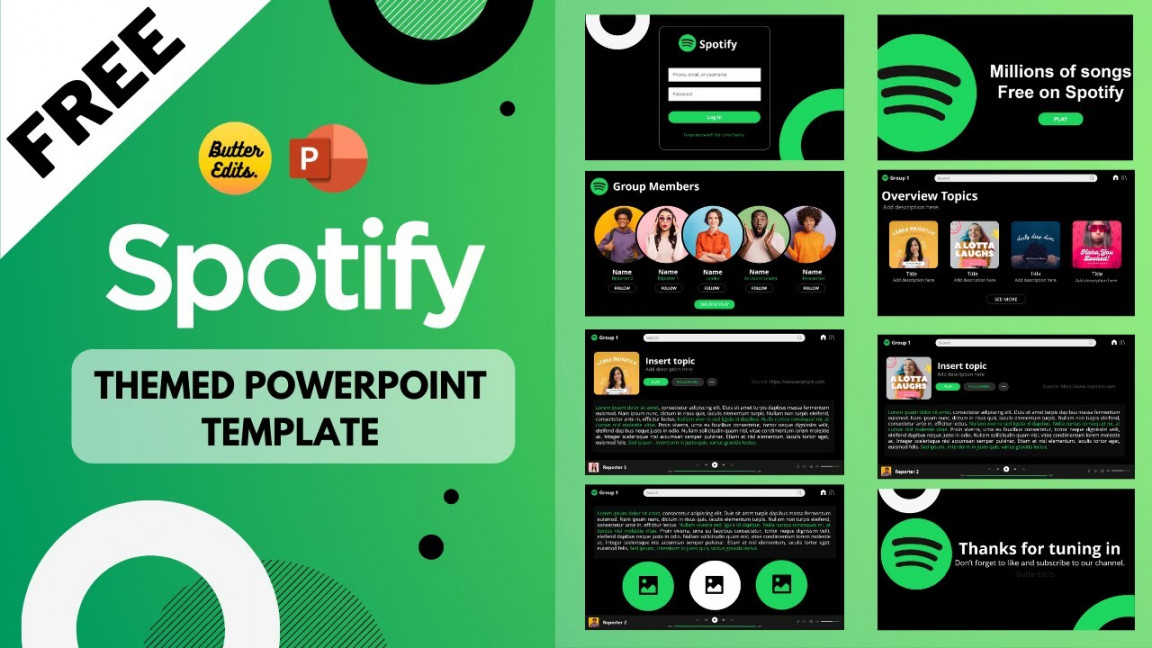 FREE‼ Spotify Themed PowerPoint Template  Animated PowerPoint Template   Academic Presentation