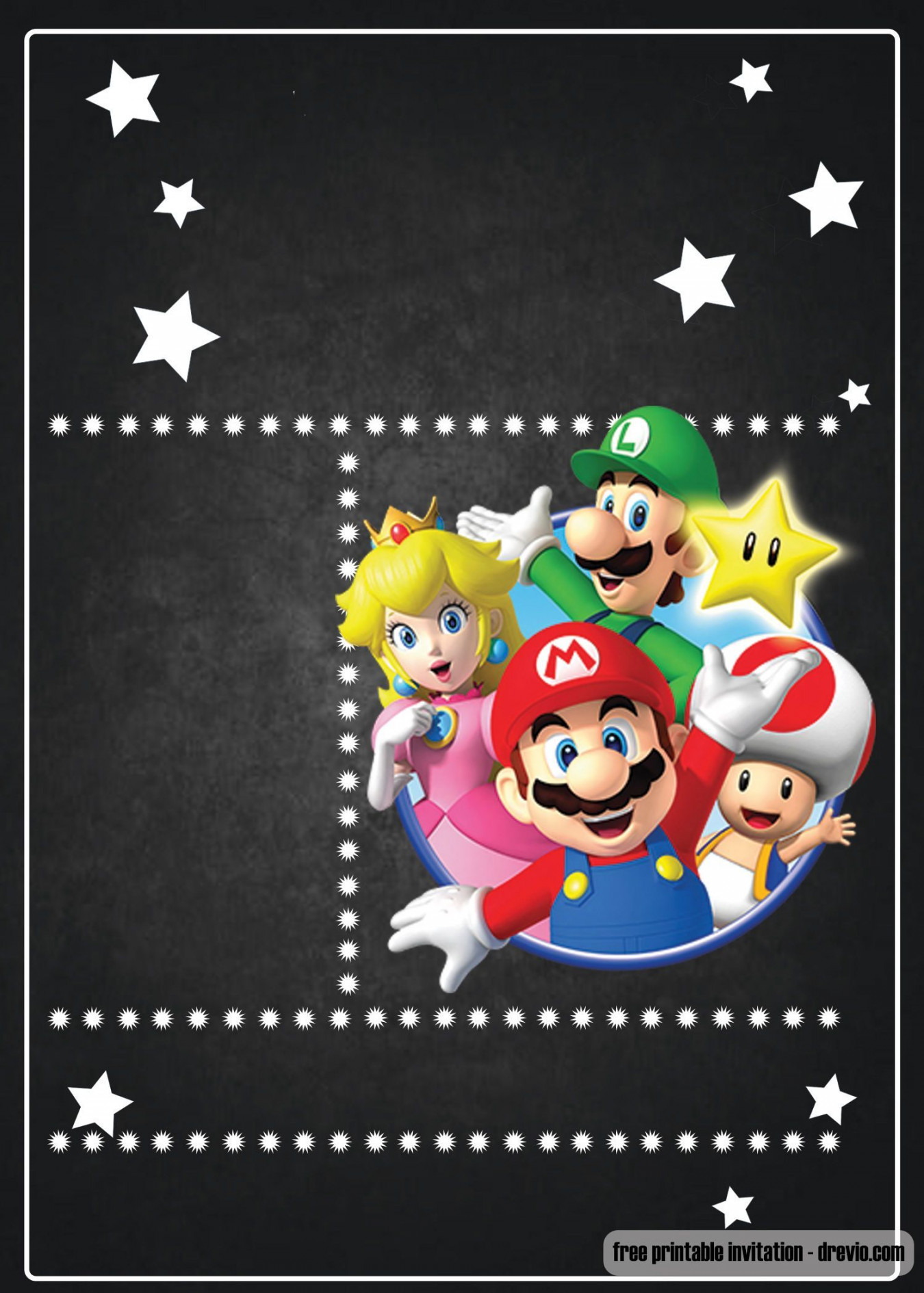 FREE Super Mario Chalkboard Invitation Template  Super mario bros