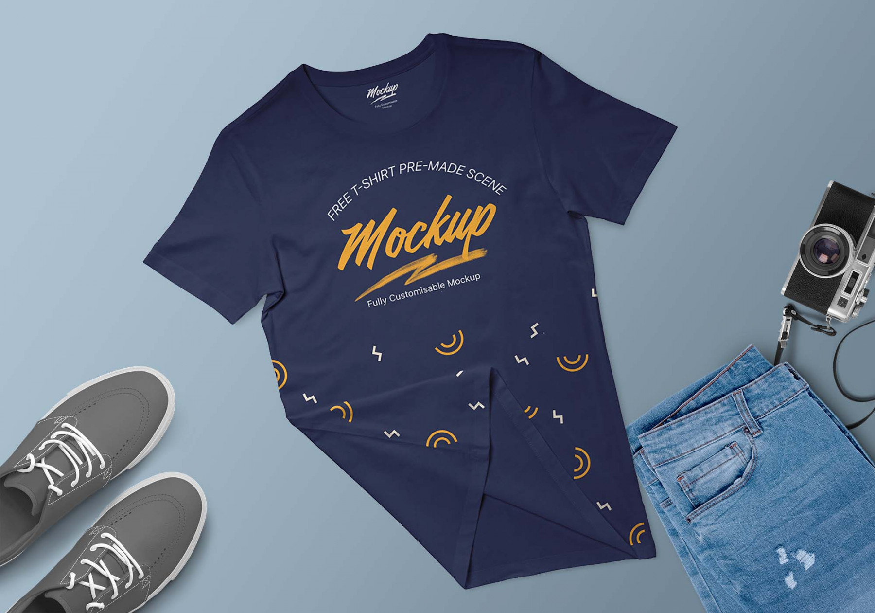 Free T-Shirt Apparel Scene Mockup (PSD)