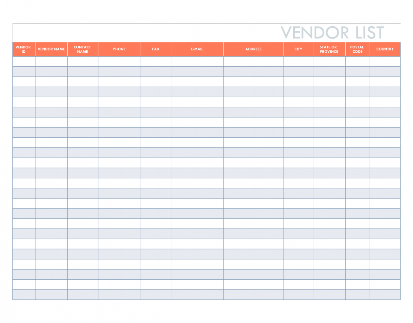 Free Vendor List Template for Excel  Google Sheets  HubSpot