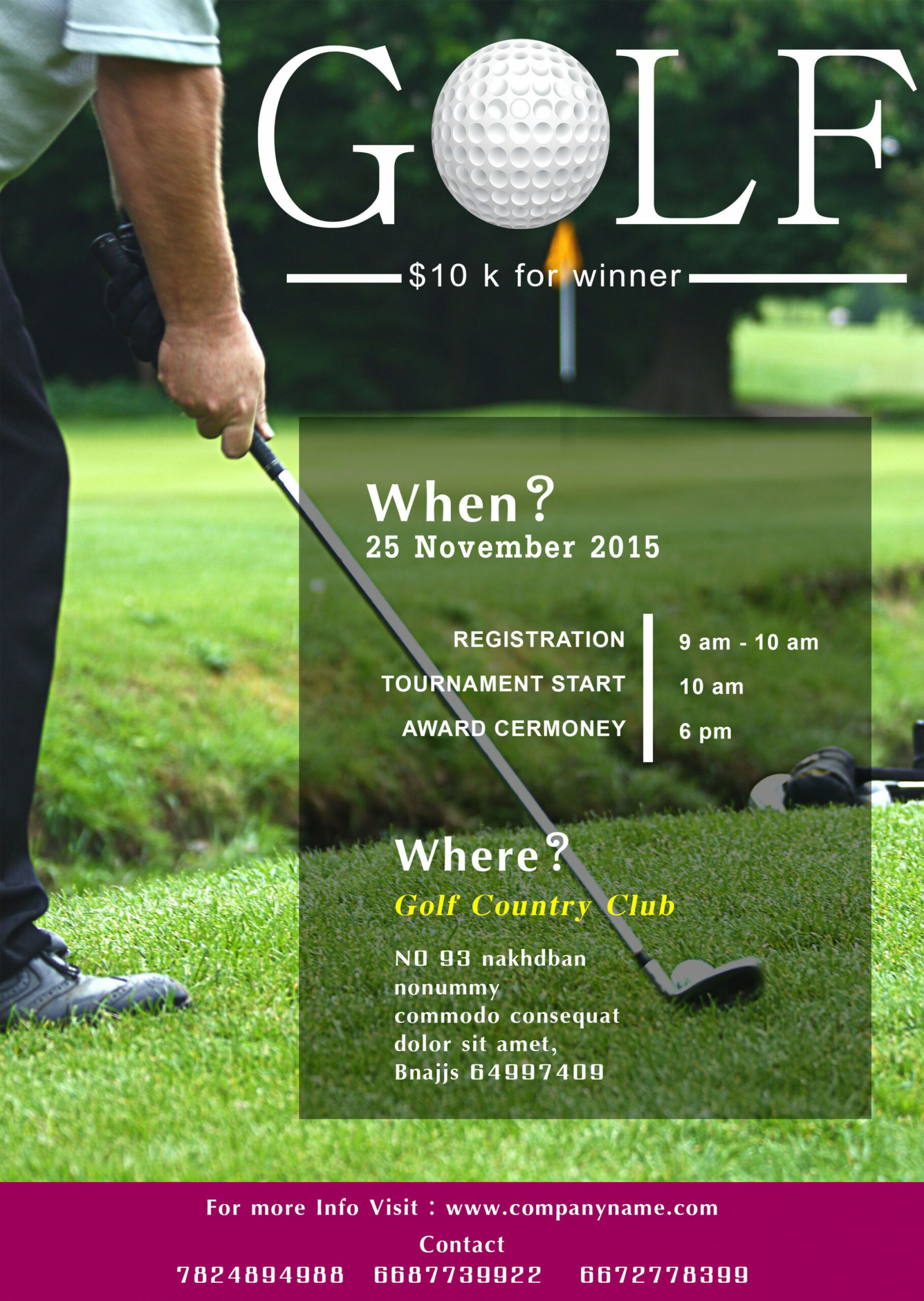 Golf Tournament Flyer Template Free   Free Golf Tournament