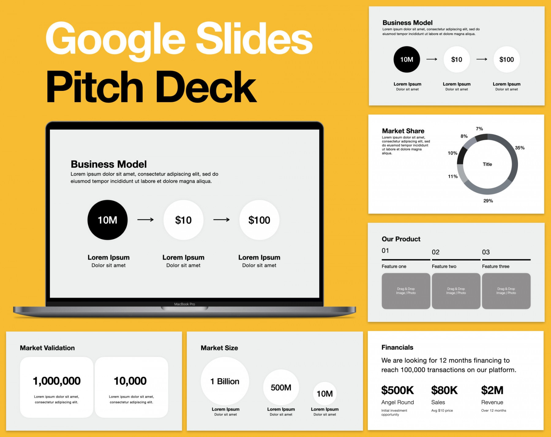 Google Slides Pitch Deck Vorlage Minimales & schlichtes - Etsy