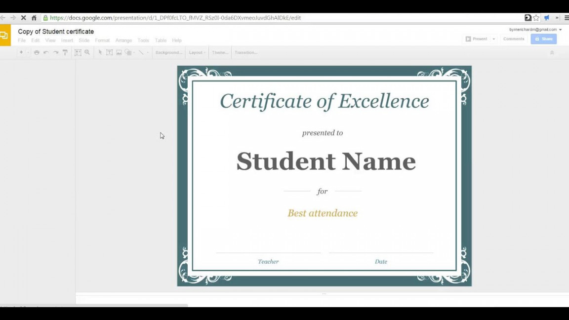 How to create a certificate in Google Slides