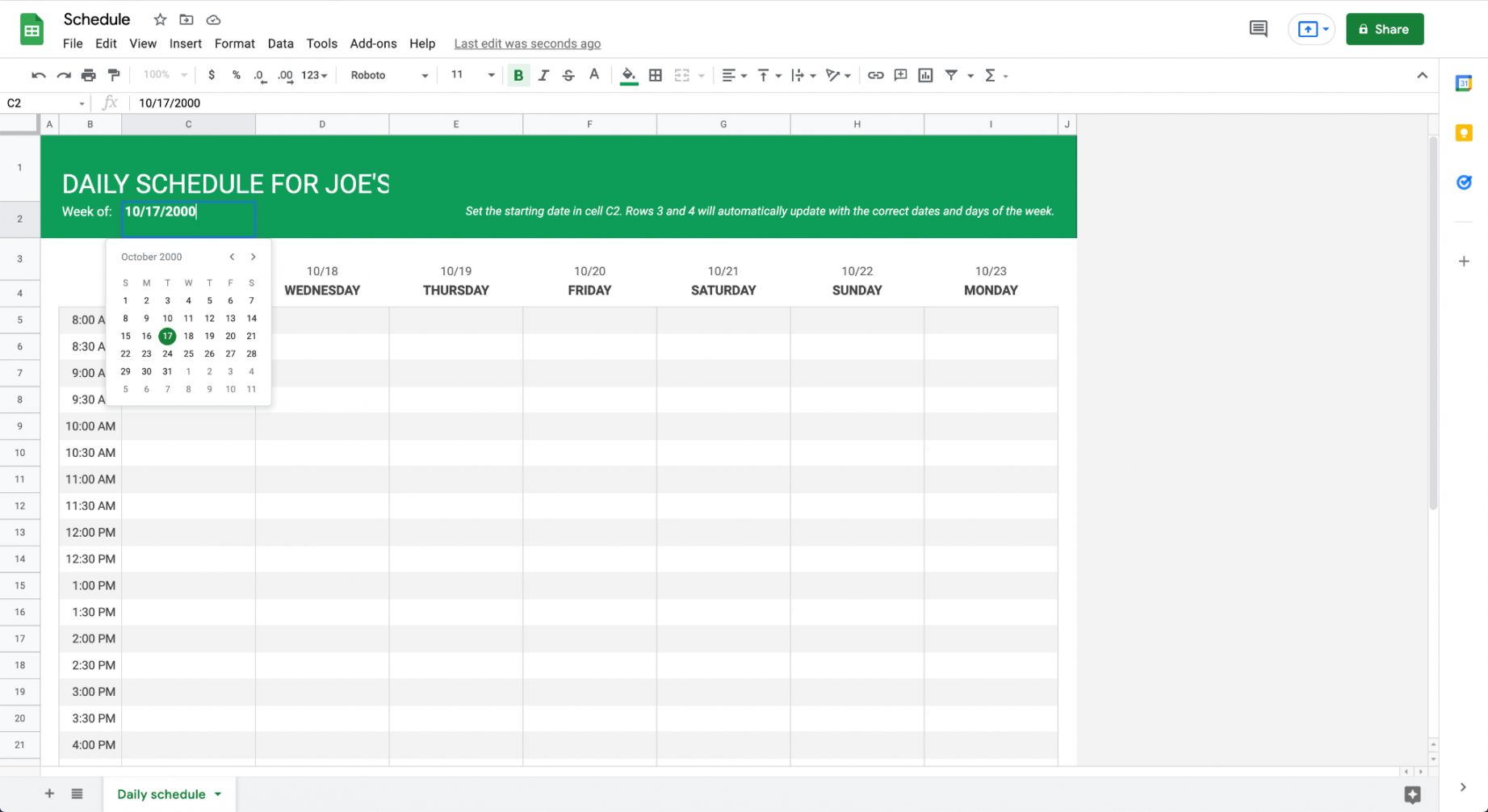 How to Make a Work Schedule on Google Sheets (Free Template)