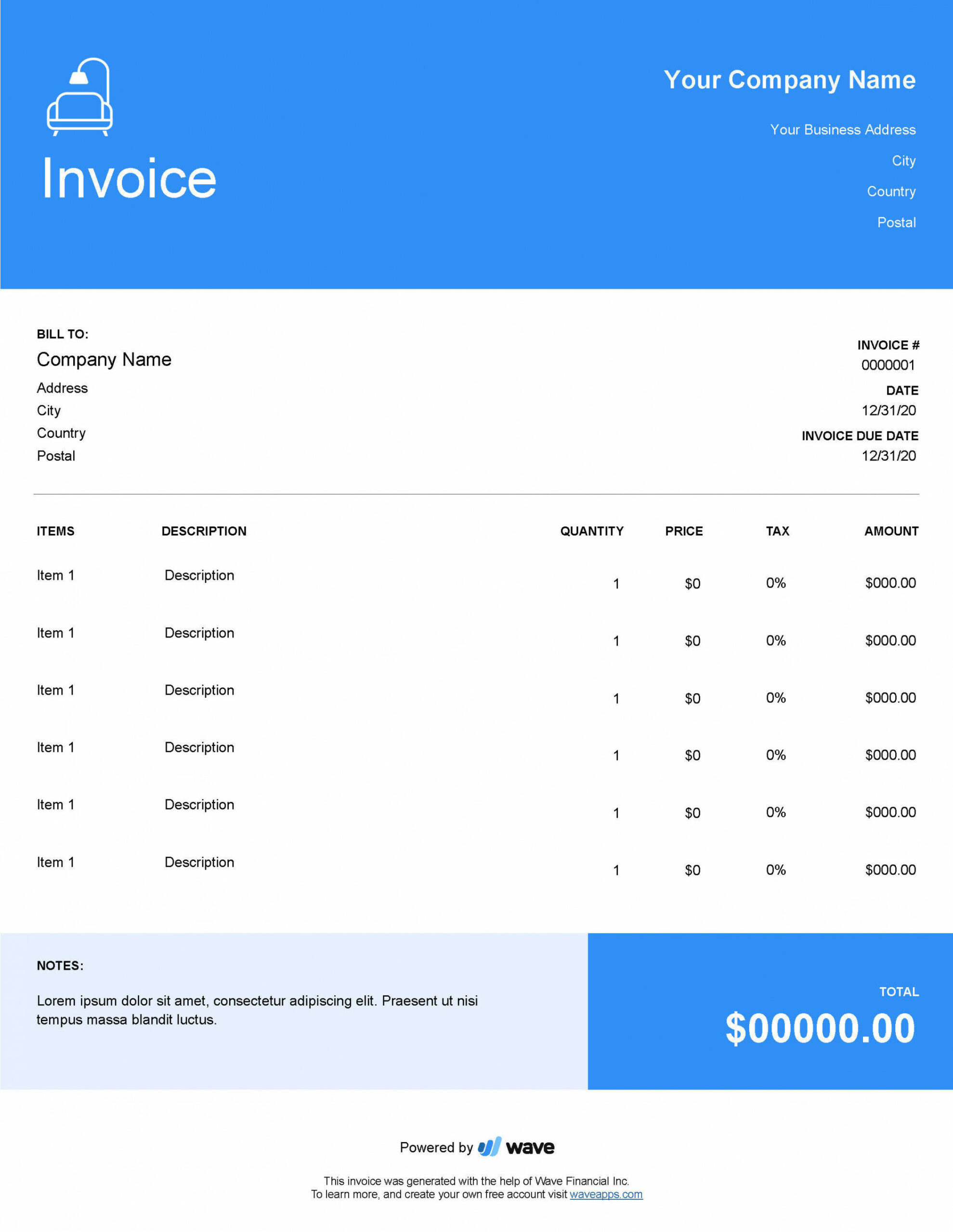 Interior Design Invoice Template - Wave Financial