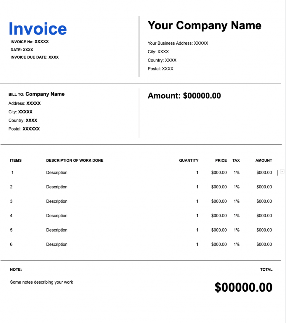 Invoice Template Google Docs Ready-to-Use in   Coupler