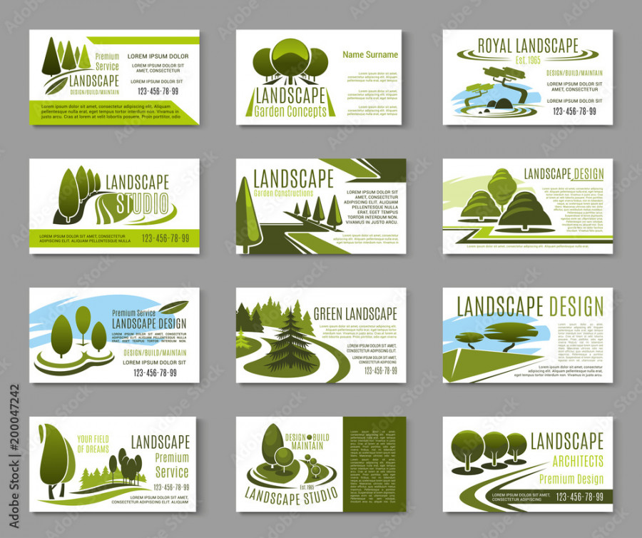 Landscape design studio business card template Stock-Vektorgrafik