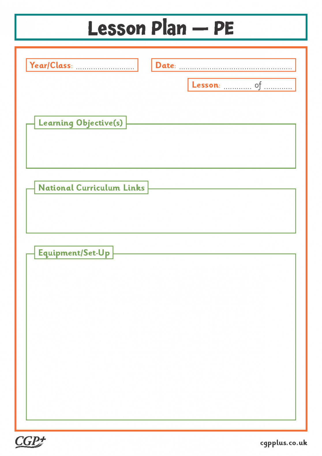 Lesson Plan Template — PE  CGP Plus