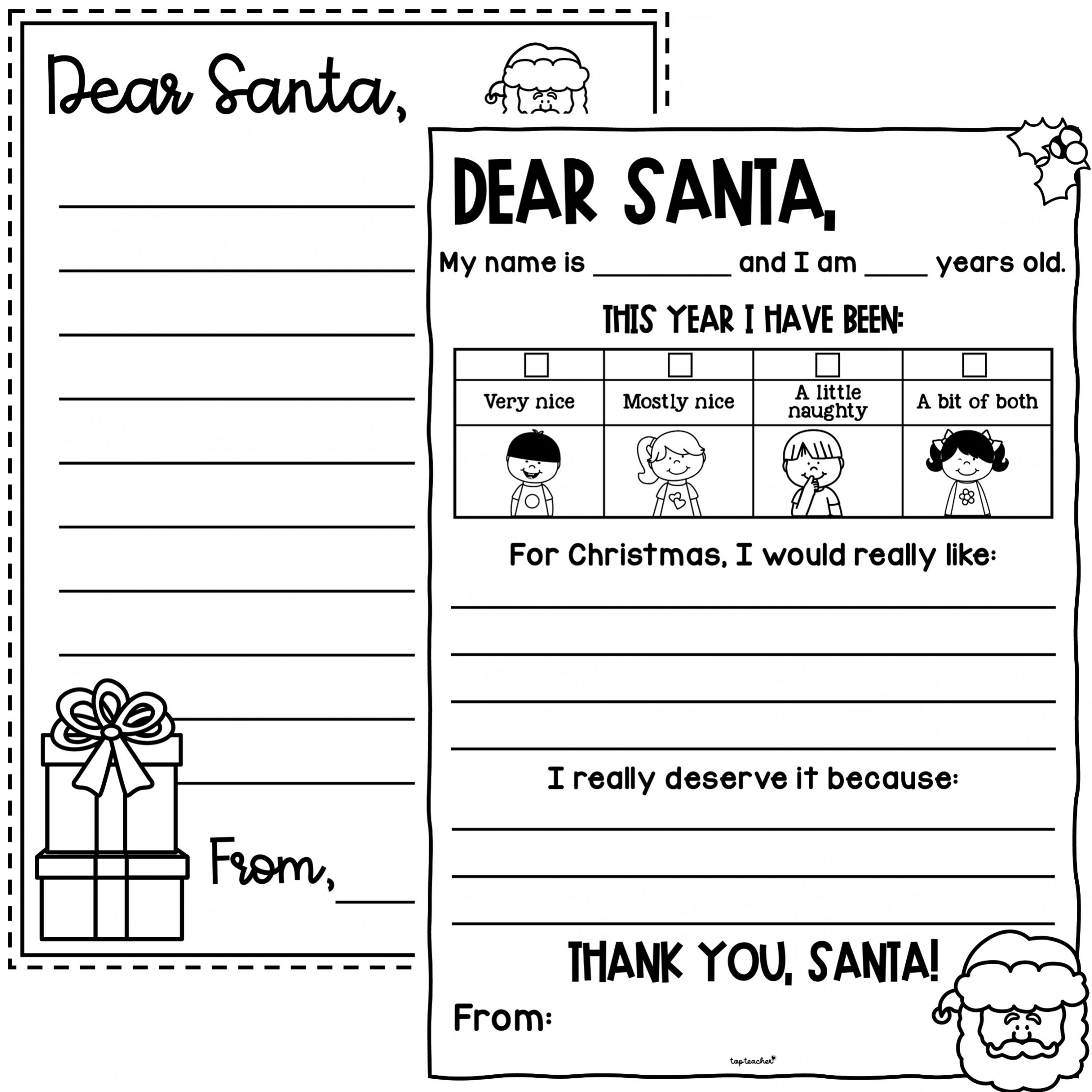 Letter to Santa Templates – Top Teacher