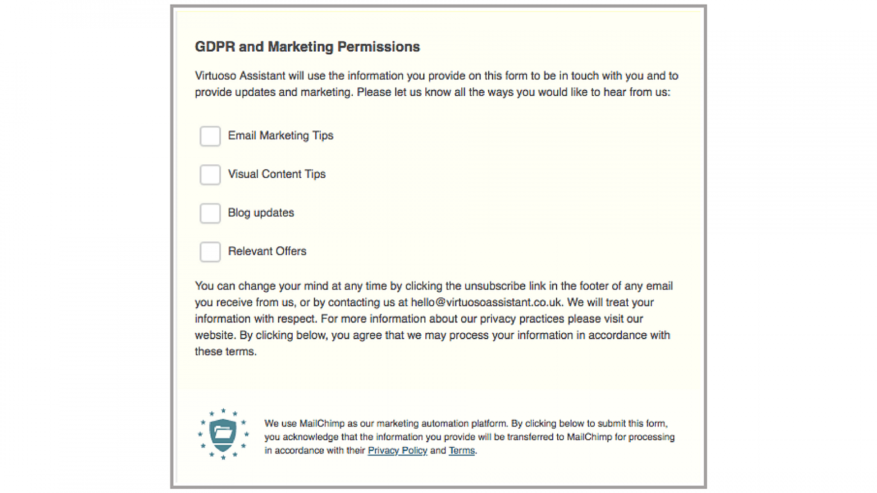 MailChimp and GDPR: How to Set up a Subscriber Opt-in Form — Nicky