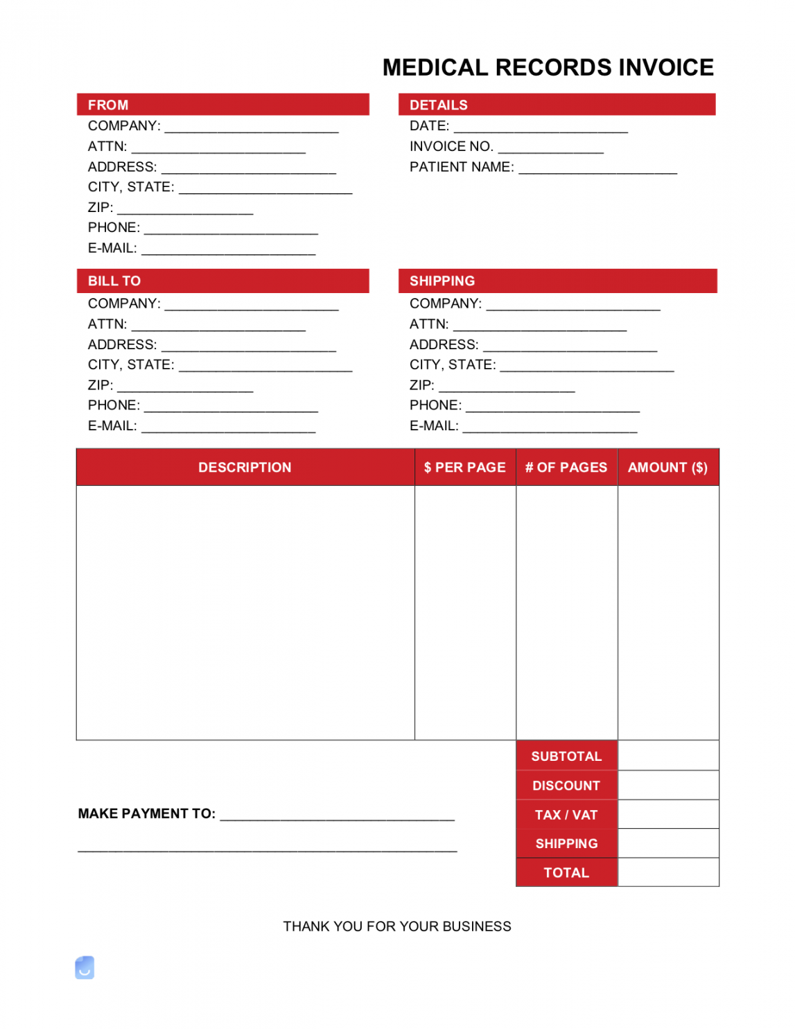 Medical Records Invoice Template  Invoice Maker